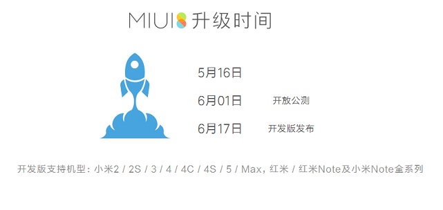 6月1日開放公測 MIUI 8公測支持機型匯總