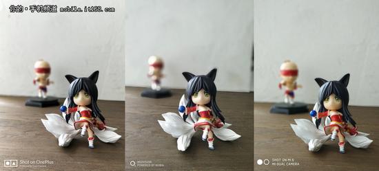 （左：一加5 中：努比亞Z17 右：小米）