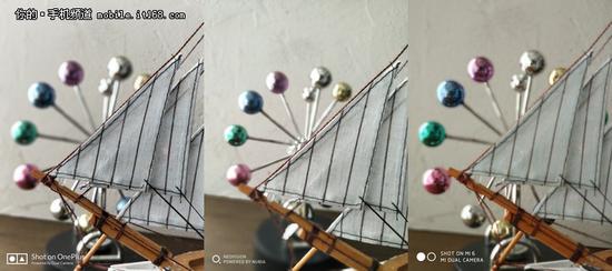 （左：一加5 中：努比亞Z17 右：小米）