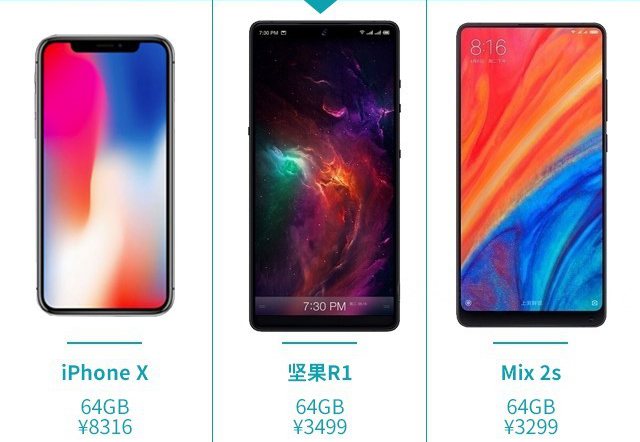 小米MIX2S、堅(jiān)果R1、iPhone X對(duì)比導(dǎo)購(gòu) 國(guó)產(chǎn)旗艦對(duì)決蘋果