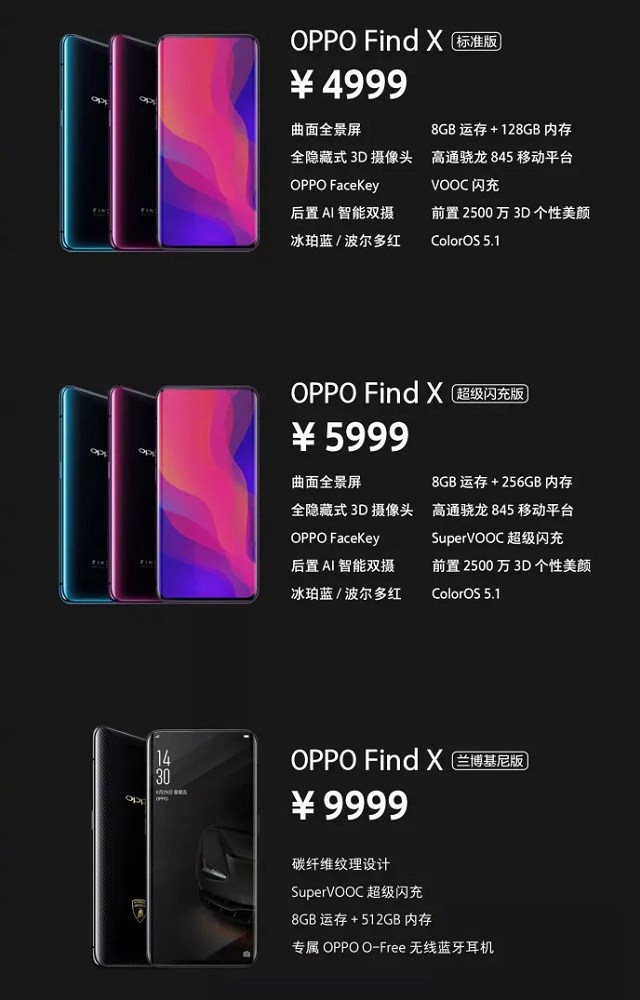 OPPO Find X有幾個(gè)版本 哪個(gè)好？Find X三版本區(qū)別對比