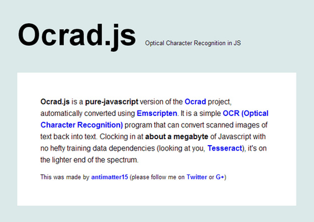 JavaScript圖片文字識別(OCR)插件Ocrad.js教程