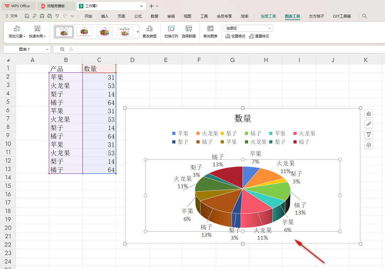 WPS Excel如何設置餅圖背景?WPS設置餅圖背景的方法